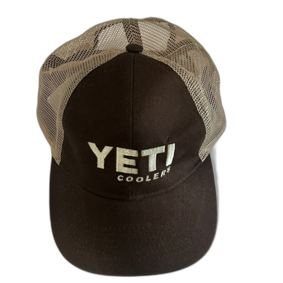Yeti Coolers Hat Cap Color Brown Tan Snapback Truckers Breathable Cap - Picture 4 of 12